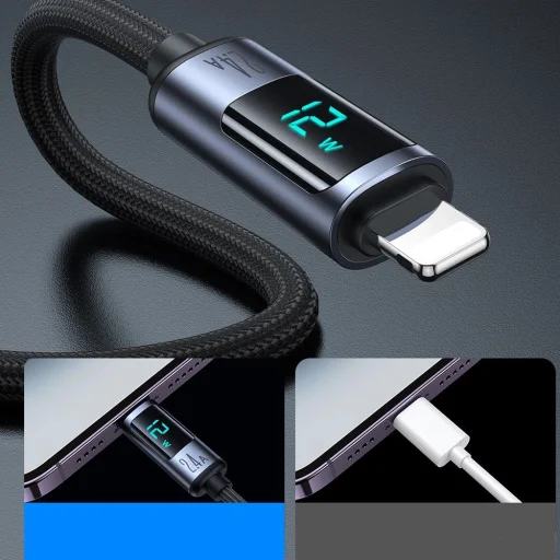 Lightning - USB A 2.4A 1.2m kábel LED kijelzővel Joyroom S-AL012A16 - fekete - 5