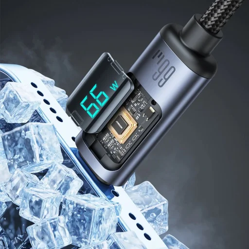 USB C - USB A kábel 66W 1.2m LED kijelzővel Joyroom S-AC066A16 - fekete - 2