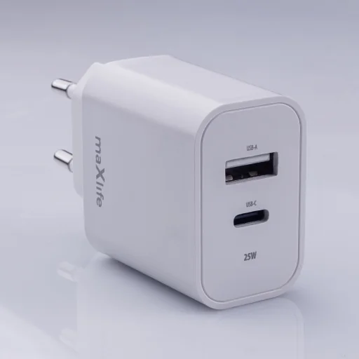 Maxlife MXTC-06-25AC PD QC töltő 1x USB-C 1x USB-A 25W fehér - 3