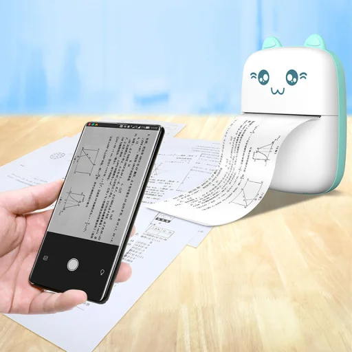 Mini bluetooth hőnyomtató fotókhoz, jegyzetekhez fehér-kék - 2