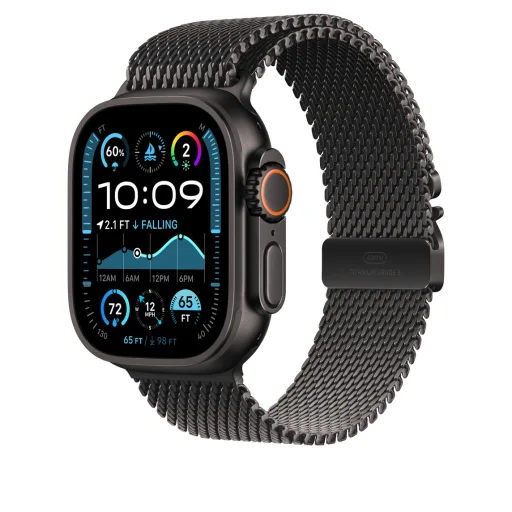 Apple Watch 49mm Milanese Loop:  Black Titanium Milanese Loop - Medium - 2