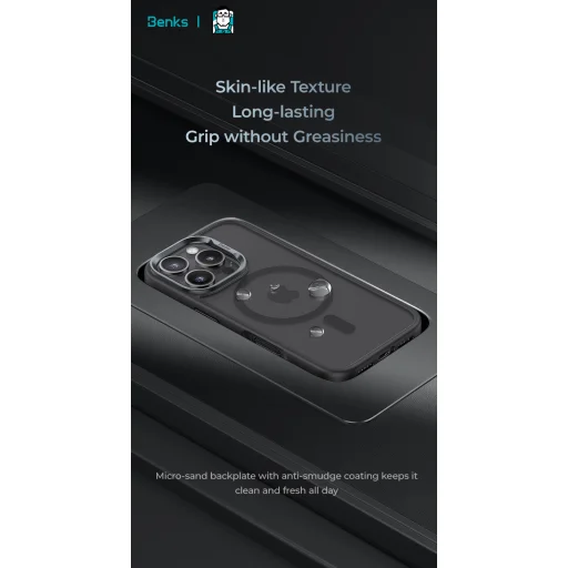  iPhone 16 Pro Max Fekete Benks Mágneses Köd Tok Fém Keret tok - 8