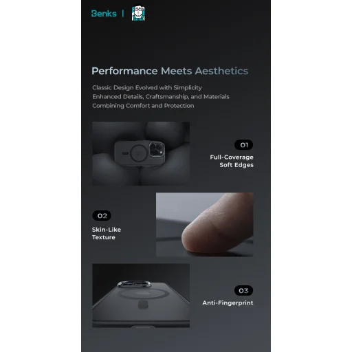  iPhone 16 Pro Max Fekete Benks Mágneses Köd Tok Fém Keret tok - 11