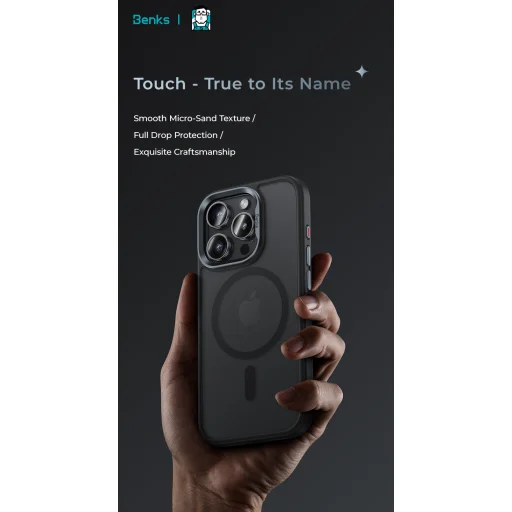  iPhone 16 Pro Max Fekete Benks Mágneses Köd Tok Fém Keret tok - 3