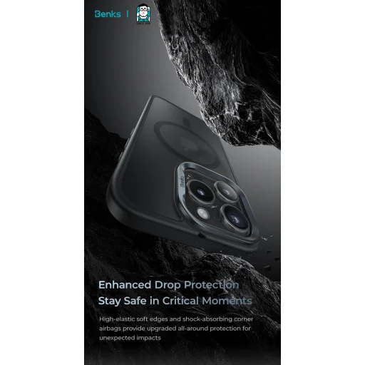  iPhone 16 Pro Max Fekete Benks Mágneses Köd Tok Fém Keret tok - 4