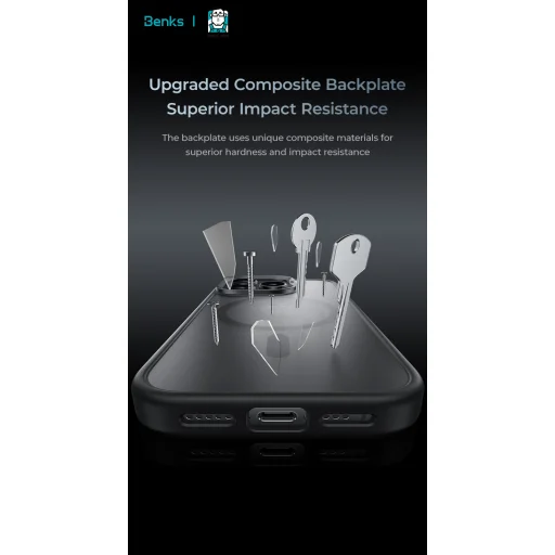  iPhone 16 Pro Max Fekete Benks Mágneses Köd Tok Fém Keret tok - 5