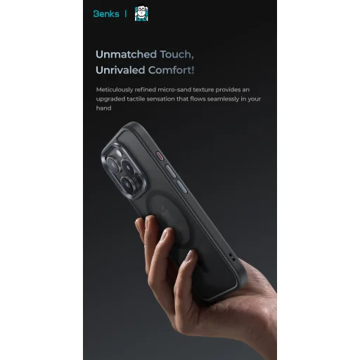  iPhone 16 Pro Max Fekete Benks Mágneses Köd Tok Fém Keret tok - 6