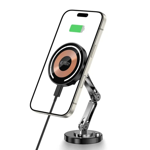 TECH-PROTECT MM15W-V8 mágneses Magsafe műszerfalra szerelhető autós telefontartó vezeték nélküli töltő 15W fekete - 2