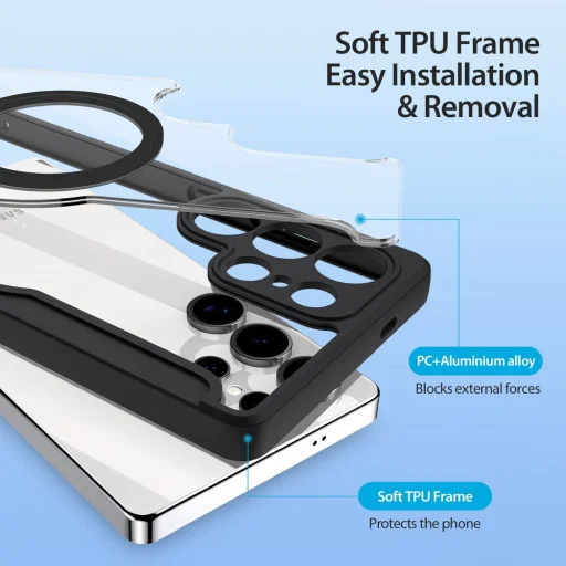 DUX DUCIS fliptok SKIN X PRO kompatibilis MagSafe technológiával SAMSUNG S25 Ultra fekete tok - 6