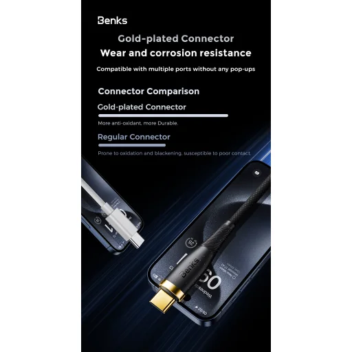 Benks D47 fonott kábel - Type C - Type C - PD 100W 1 méter fehér - 6