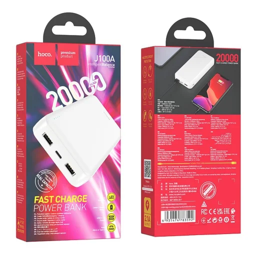 HOCO powerbank 20000 mAh 2,1A J100A fehér - 4