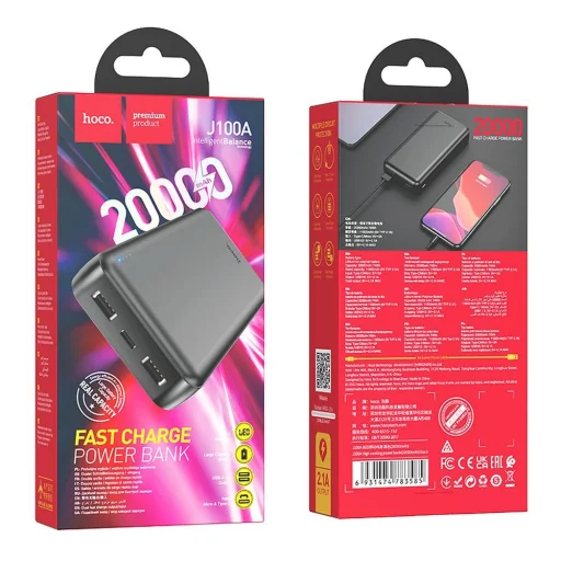 HOCO powerbank 20000 mAh 2,1A J100A fekete - 4