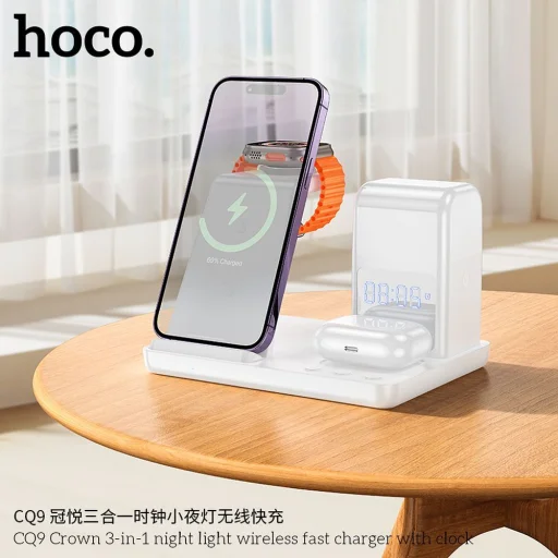 HOCO vezeték nélküli töltőállomás Apple Watch, Airpods kompatibilis 2A 15W CQ9 fehér - 7