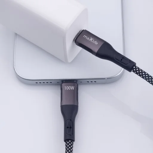 Maxlife MXUC-11 mágneses kábel USB-C - USB-C 1,0 m 100W fekete nylon - 5