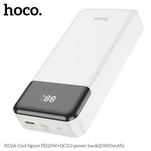 HOCO powerbank 20000 mAh PD QC3.0 3A 20W J102A fehér - 5