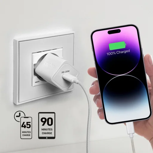 20W GaN akkumulátortöltő - Ultragyors töltés Power Delivery-vel, fehér - 6