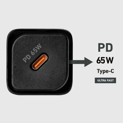 65 Watt GaN töltő Power Delivery-vel Fekete - 9