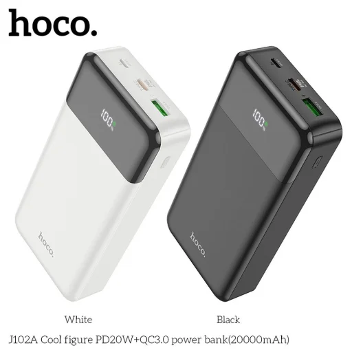 HOCO powerbank 20000 mAh PD QC3.0 3A 20W J102A fekete - 4