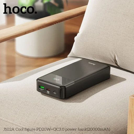 HOCO powerbank 20000 mAh PD QC3.0 3A 20W J102A fekete - 5