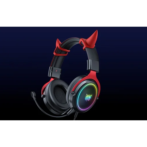 ONIKUMA X10 Gamer Fejhallgató Fekete-piros Ördögszarvak - 8