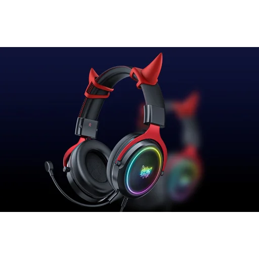 ONIKUMA X10 Gamer Fejhallgató Fekete-piros Ördögszarvak - 2