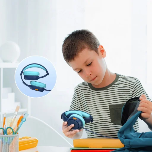 Tronsmart KH01 vezetékes fejhallgató gyerekeknek, biztonságos - kék - 9