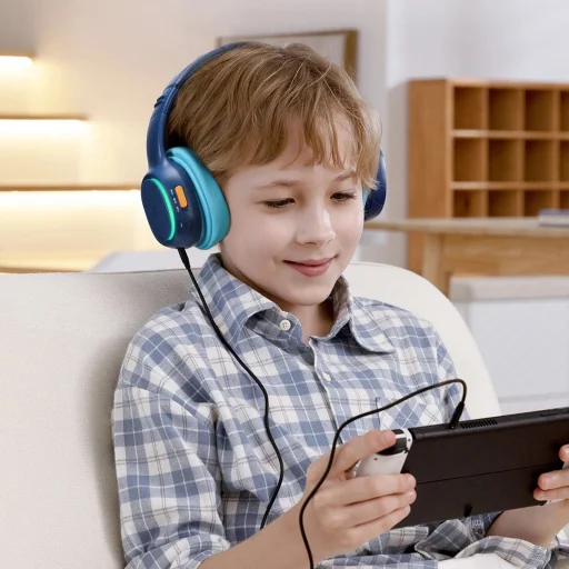 Tronsmart KH03 vezeték nélküli fejhallgató ANC-vel, gyerekeknek, biztonságos - Kék - 15