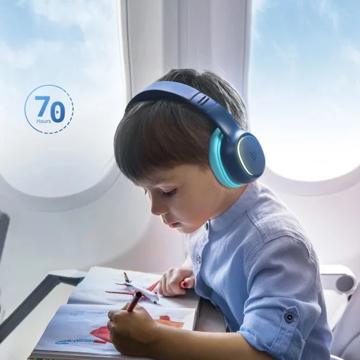 Tronsmart KH03 vezeték nélküli fejhallgató ANC-vel, gyerekeknek, biztonságos - Kék - 18