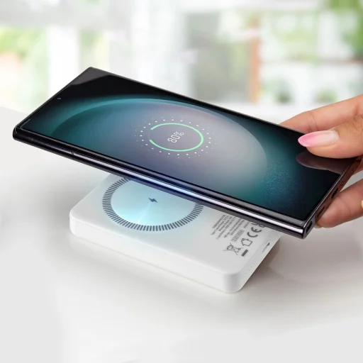 5000 mAh vezeték nélküli mágneses Power Bank Fehér - 5