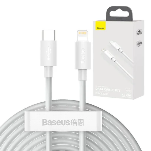Baseus Simple Wisdom USB-C-Lightning adat/töltőkábel PD, 20W, 1,5m, 2db (fehér) - 13