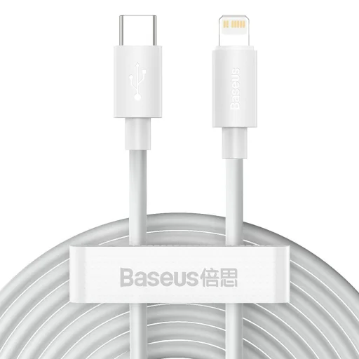 Baseus Simple Wisdom USB-C-Lightning adat/töltőkábel PD, 20W, 1,5m, 2db (fehér) - 1