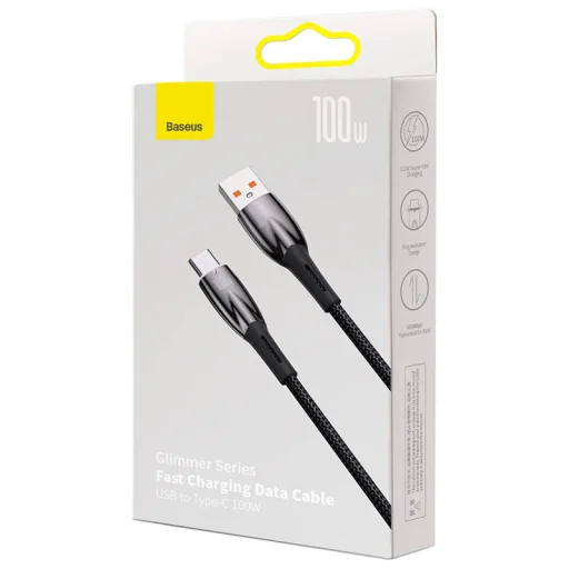 Baseus Glimmer USB-A - USB-C töltőkábel, 100W, 1m (fekete) - 5