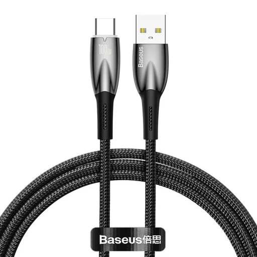 Baseus Glimmer USB-A - USB-C töltőkábel, 100W, 1m (fekete) - 1
