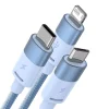 Baseus StarSpeed 3 az 1-ben töltőkábel USB - USB-C + Micro + Lightning, 3,5A, 1.2m (kék) - 3