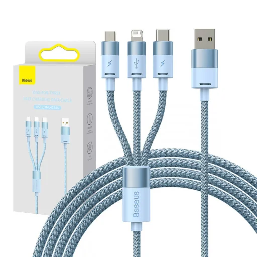 Baseus StarSpeed 3 az 1-ben töltőkábel USB - USB-C + Micro + Lightning, 3,5A, 1.2m (kék) - 1