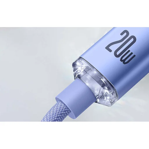 Baseus Crystal USB-C-Lightning kábel, 20W, PD, 2m (lila) - 6