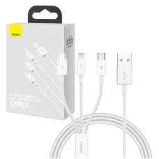 Baseus Superior Data Gyorstöltő USB - M+L+C, 3,5A, 1m (fehér)