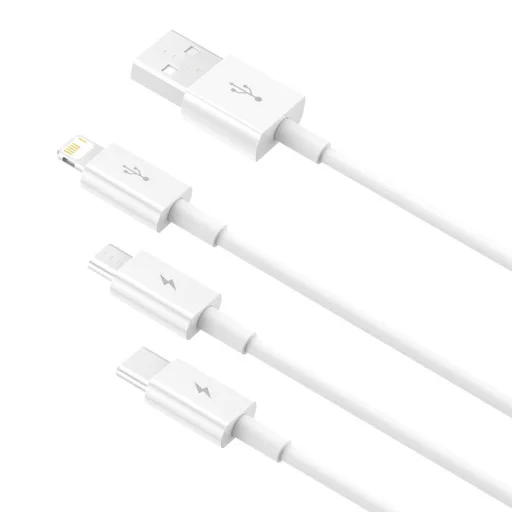 Baseus Superior Data Gyorstöltő USB - M+L+C, 3,5A, 1m (fehér) - 5