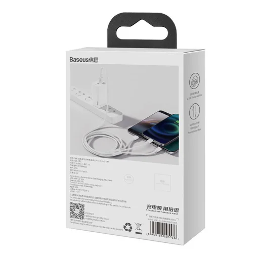 Baseus Superior Data Gyorstöltő USB - M+L+C, 3,5A, 1m (fehér) - 8
