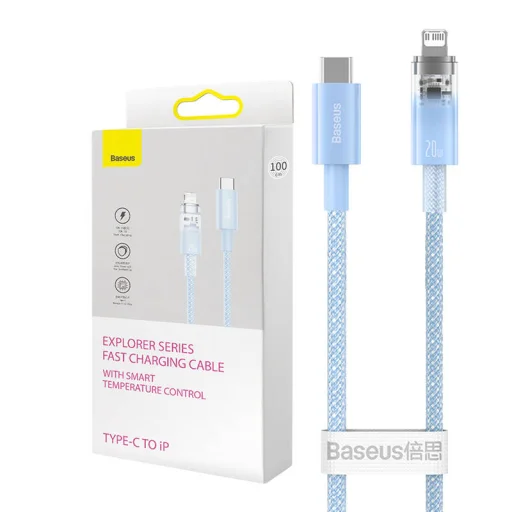 Baseus Explorer Series USB-C / Lightning gyorstöltő kábel 1m, 20W (kék) - 1