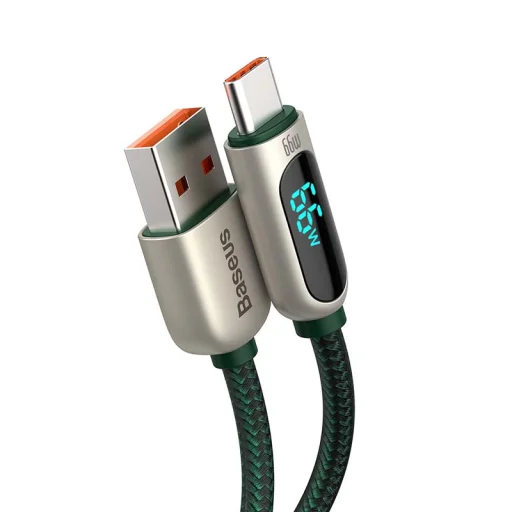 Baseus USB-C kábel kijelzővel, 66W, 1m (zöld) - 2