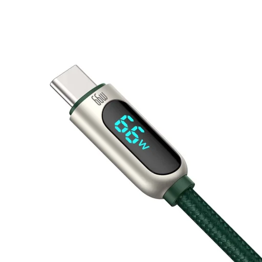 Baseus USB-C kábel kijelzővel, 66W, 1m (zöld) - 4