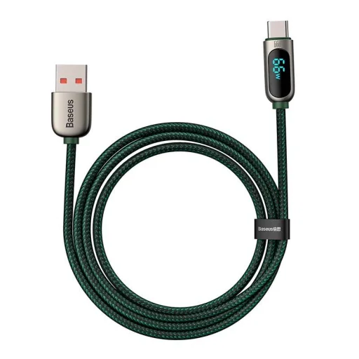Baseus USB-C kábel kijelzővel, 66W, 1m (zöld) - 6