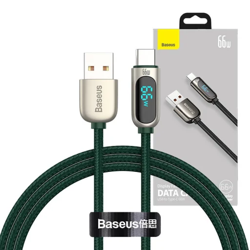 Baseus USB-C kábel kijelzővel, 66W, 1m (zöld) - 8