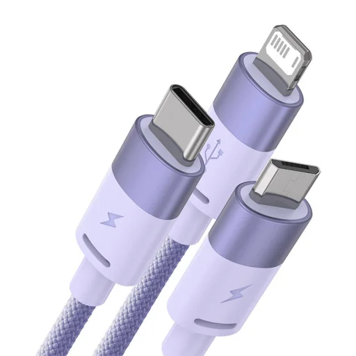 Baseus StarSpeed 3 az 1-ben Type-C USB kábel USB - USB-C + Micro-USB + Lightning, 3,5A, 1.2m (lila) - 3