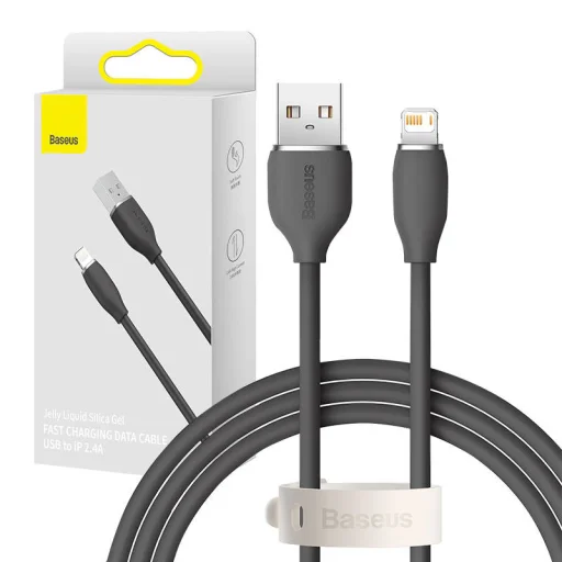 Baseus Jelly USB-Lightning kábel, 2,4A, 1,2m (fekete) - 1