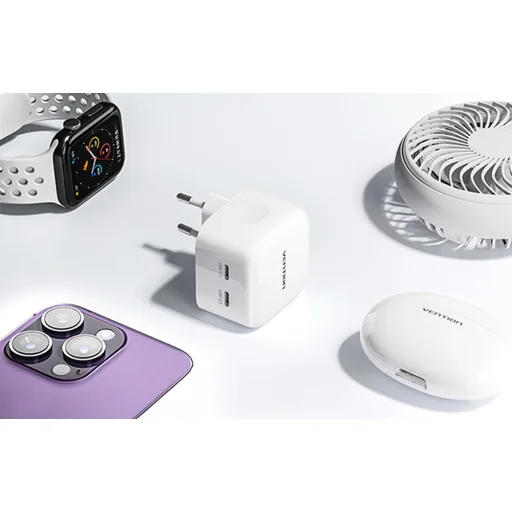 2-Port USB(C+C) GaN hálózati töltő (35W/35W) Fehér - 3