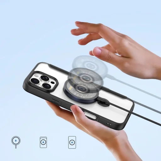 Dux Ducis Skin X Pro iPhone 16 Pro tok MagSafe-fel, fliptok és állvány funkcióval - Fekete - 4