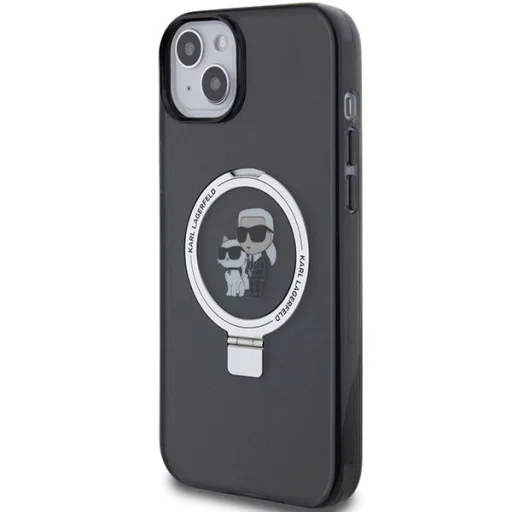  iPhone 14 / 15 / 13 fekete Karl Lagerfeld Ring Stand Karl&Choupette MagSafe tok - 2
