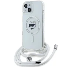  iPhone 15 Átlátszó Karl Lagerfeld IML Choupette Head & Cord MagSafe tok